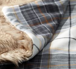 Heath Plaid Faux Fur Back Throw