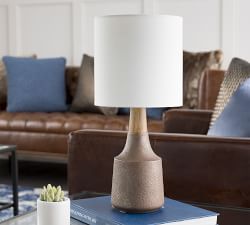 Cowan Petite Ceramic &amp; Wood Table Lamp (18&quot;)