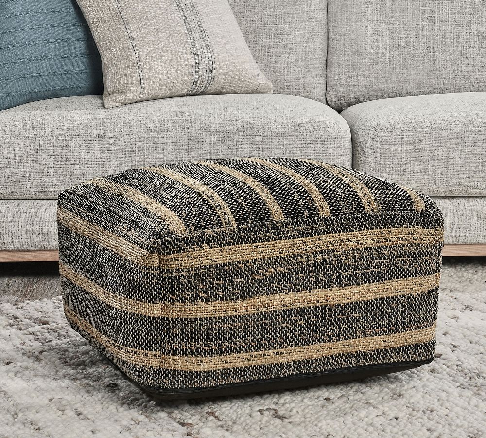 Harlan Handwoven Striped Pouf