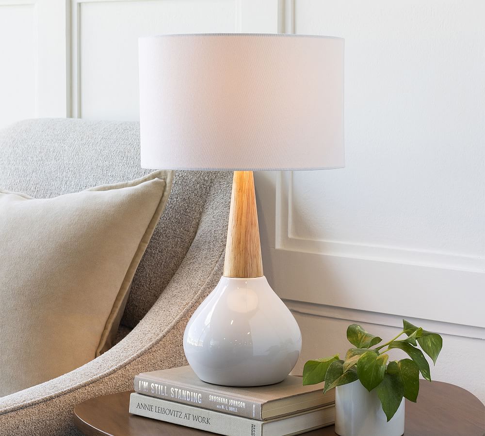 Cowan Ceramic &amp; Wood Table Lamp (19&quot;)