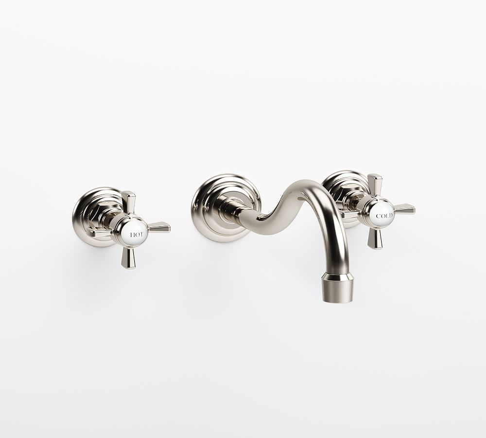 Langford Cross Handle Wall Mounted Bathroom Sink Faucet