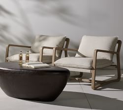 Afton 47&quot; Metal Oval Outdoor Coffee Table