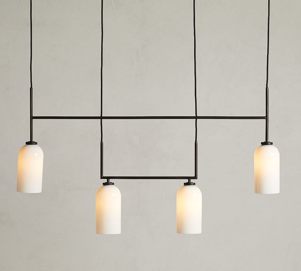 Claremont Milk Glass Cylinder Linear Chandelier