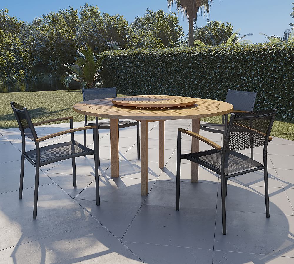 Tanglewood 5-Piece Round Dining Table with Santa Ana Mesh Dining Armchair Set