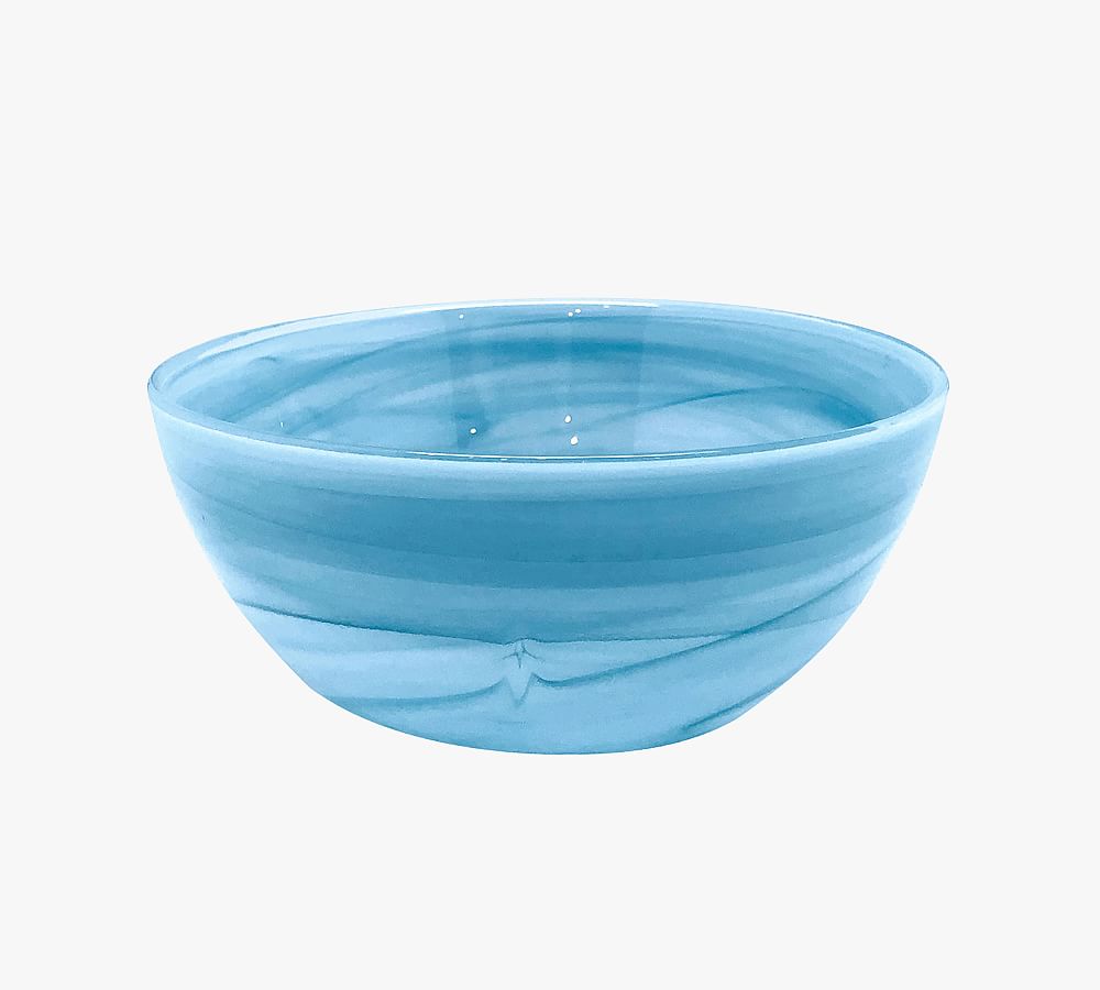 Alabaster Glass Cereal Bowls, Set of 4 - Aqua