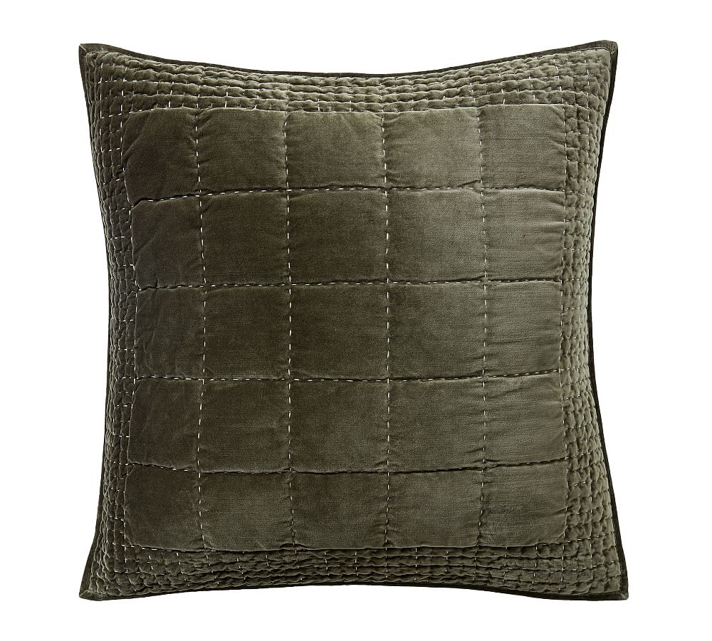 Velvet Handcrafted Box Stitch Quilted Sham Set of 3