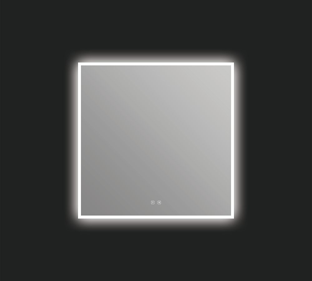 Damian Silver Rectangular LED Lighted Mirror, 36" x 36"