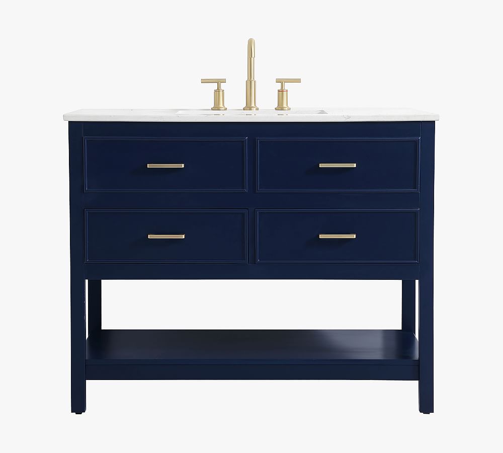 Sinclaire Blue 42" Single Sink Vanity with Marble Top
