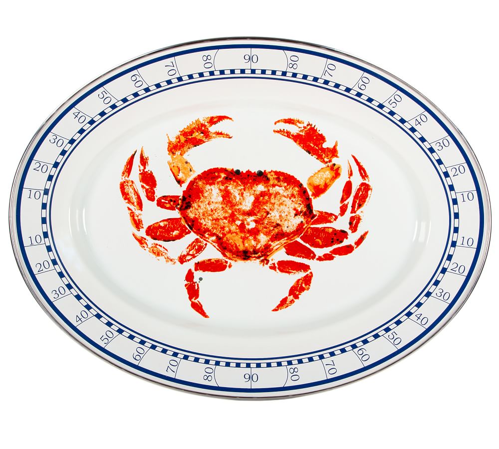 Golden Rabbit Crab House Enamel Oval Serving Platter