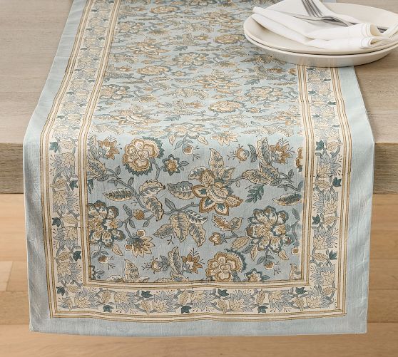 Brooke Block Print Cotton Table Runner