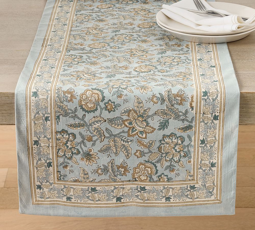 Brooke Block Print Cotton Table Runner