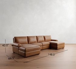 Big Sur Roll Arm Leather Power Reclining Double Chaise Sectional (148&quot;-172&quot;)
