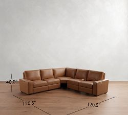 Big Sur Square Arm Leather Power Reclining L-Shaped Sectional (121&quot;-133&quot;)