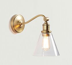 Flared Glass Curved Arm Sconce (11&quot;)