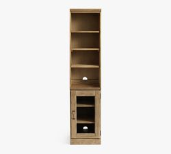 Printer's Narrow Bookcase with Bluff Cut Door Cabinet (16&quot;)