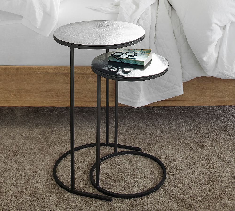 Duke Round Metal Nesting Nightstand (19&quot;- 16&quot;)
