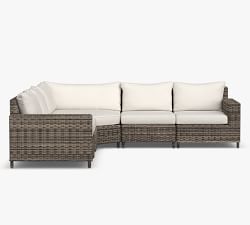 Torrey Wicker 5-Piece Square Arm Wedge Corner Outdoor Sectional (113&quot;)