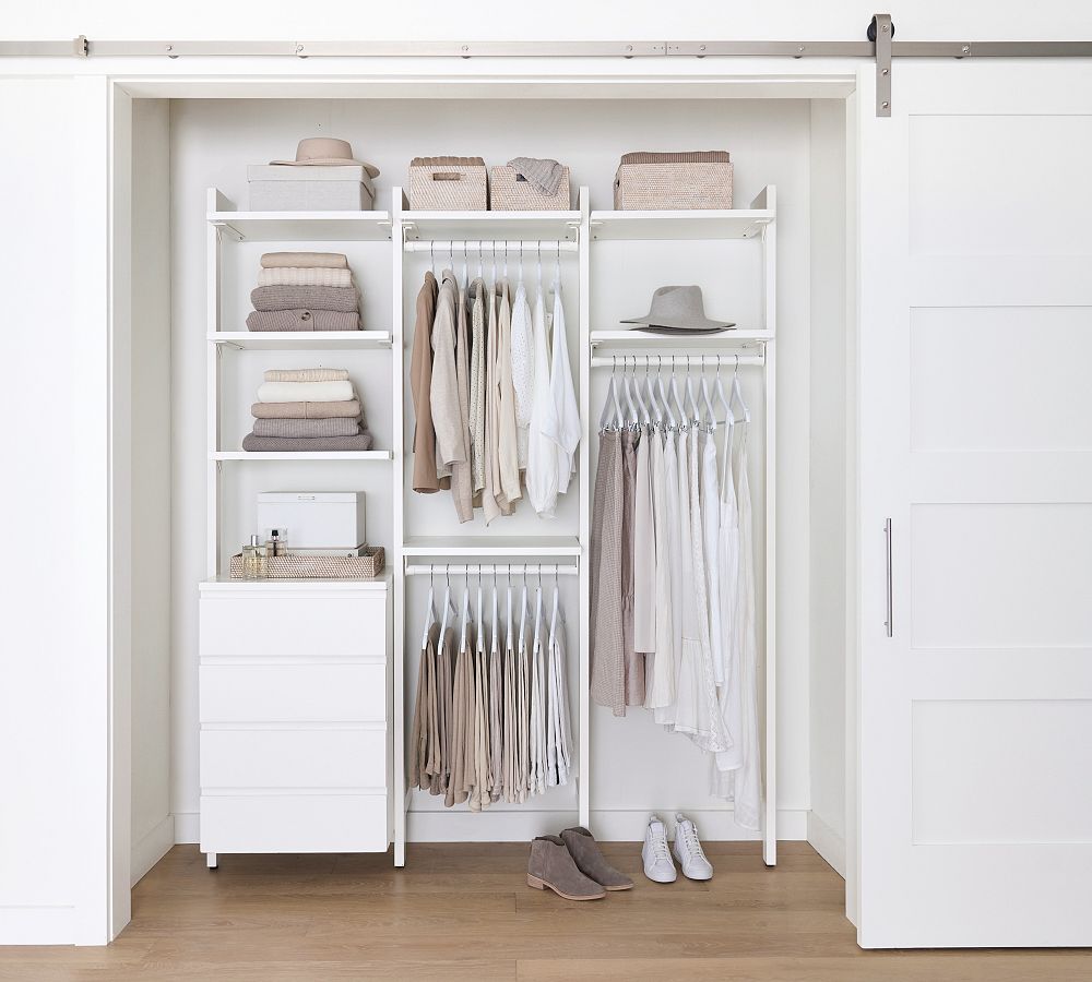 Essential&#160;Reach-In&#160;Closet by Hold Everything,&#160;6' Hanging System with&#160;4 Drawers&#8203;