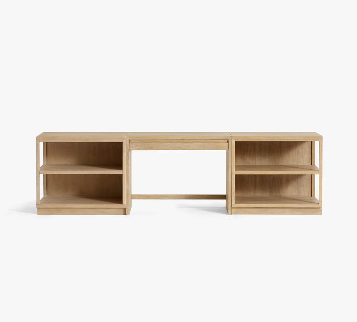 Pacific 108 Desk with Bookcase and File Cabinet Fog Pottery Barn