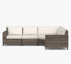 Torrey Wicker 4-Piece Square Arm Wedge Corner Outdoor Sectional (131&quot;)