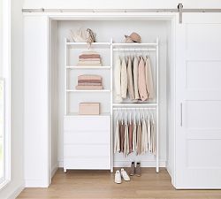 Essential&#160;Reach-In&#160;Closet by Hold Everything,&#160;5' Hanging System with&#160;4 Drawers&#8203;