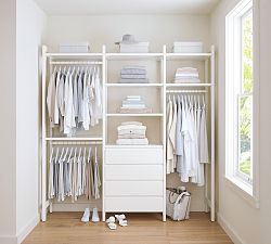 Essential Walk-In&#160;Closet by Hold Everything,&#160;7' Hanging System with&#160;4 Drawers&#8203;