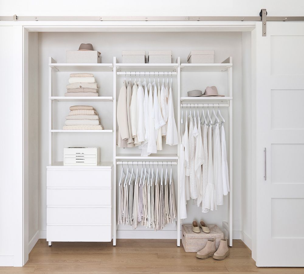 Essential&#160;Reach-In&#160;Closet by Hold Everything,&#160;7' Hanging System with&#160;4 Drawers&#8203;