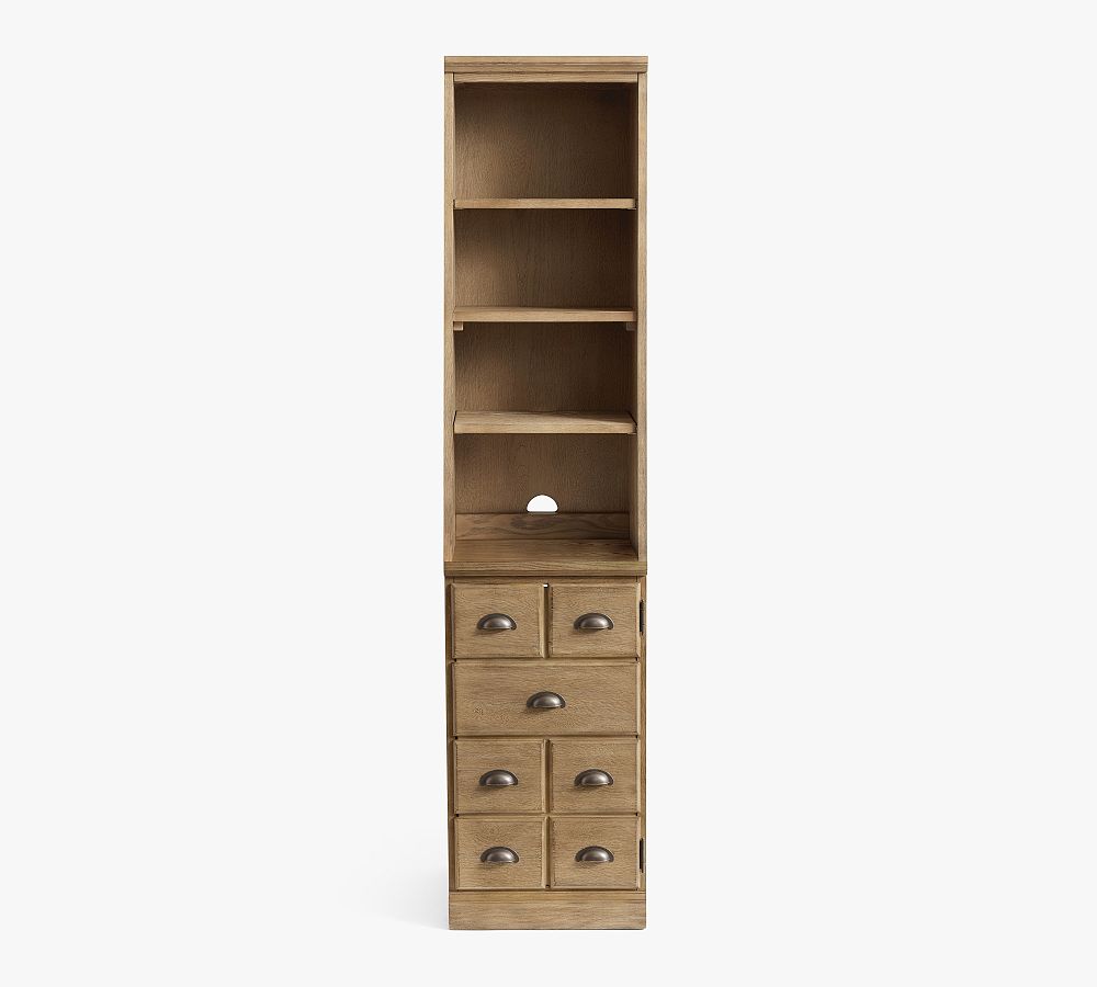Printer's Narrow Bookcase with Bluff Cut Door Cabinet (16&quot;)