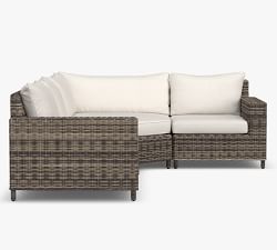 Torrey Wicker 4-Piece Square Arm Wedge Corner Outdoor Sectional (131&quot;)