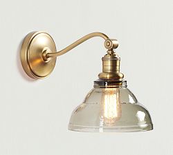 Vintage Glass Curved Arm Sconce (9'')