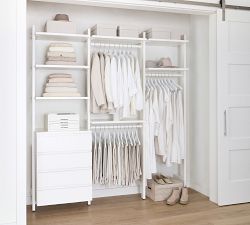 Essential&#160;Reach-In&#160;Closet by Hold Everything,&#160;7' Hanging System with&#160;4 Drawers&#8203;