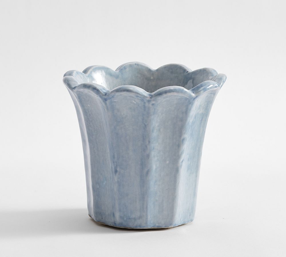 Fluted Tulip Cachepot - Blue