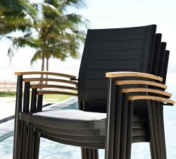 Beech Outdoor Stackable Dining Armchairs - Set of 2
