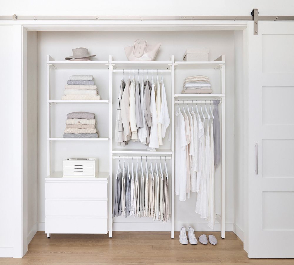Essential&#160;Reach-In&#160;Closet by Hold Everything, 7' Hanging System with 3 Drawers&#8203;