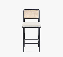 Lisbon Upholstered Cane Narrow Stool