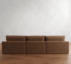 Westwood Square Arm Deep Seat Leather Modular Chaise Sectional (142&quot;)