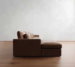 Westwood Square Arm Deep Seat Leather Modular Chaise Sectional (142&quot;)