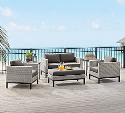 Portland All-Weather Wicker Rectangle Seating Set