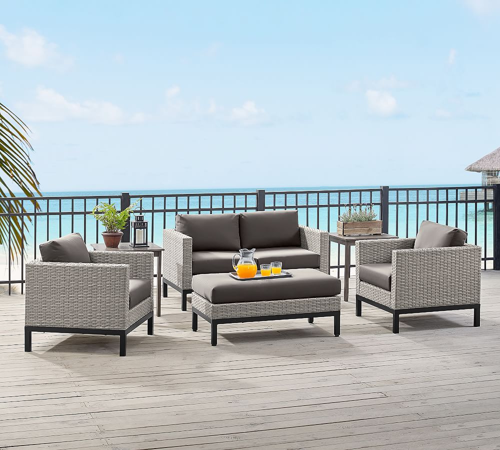 Portland All-Weather Wicker Rectangle Seating Set
