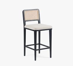 Lisbon Upholstered Cane Narrow Stool