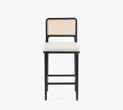 Lisbon Upholstered Cane Narrow Stool