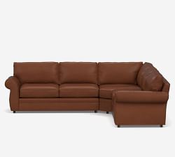 Pearce Roll Arm Leather 3-Piece L-Shaped Wedge Sectional (125&quot;)