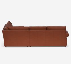 Pearce Roll Arm Leather 3-Piece L-Shaped Wedge Sectional (125&quot;)