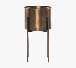Isa 26&quot; Modern Planters With Stand - Weathered Brass