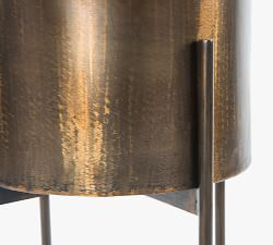Isa 26&quot; Modern Planters With Stand - Weathered Brass