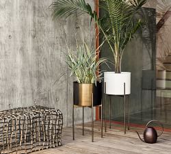 Isa 26&quot; Modern Planters With Stand - Weathered Brass