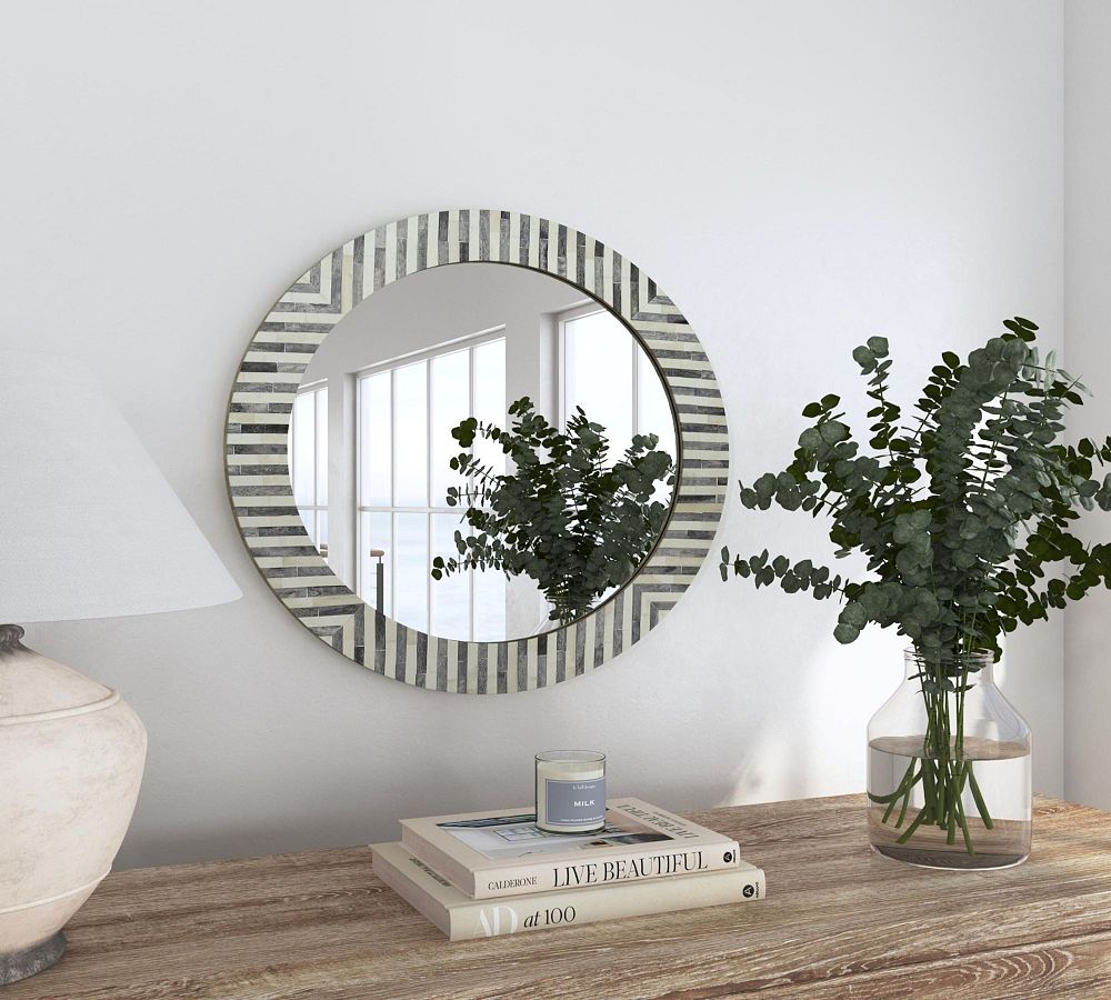 Brenna Two-Toned Round Wall Mirror