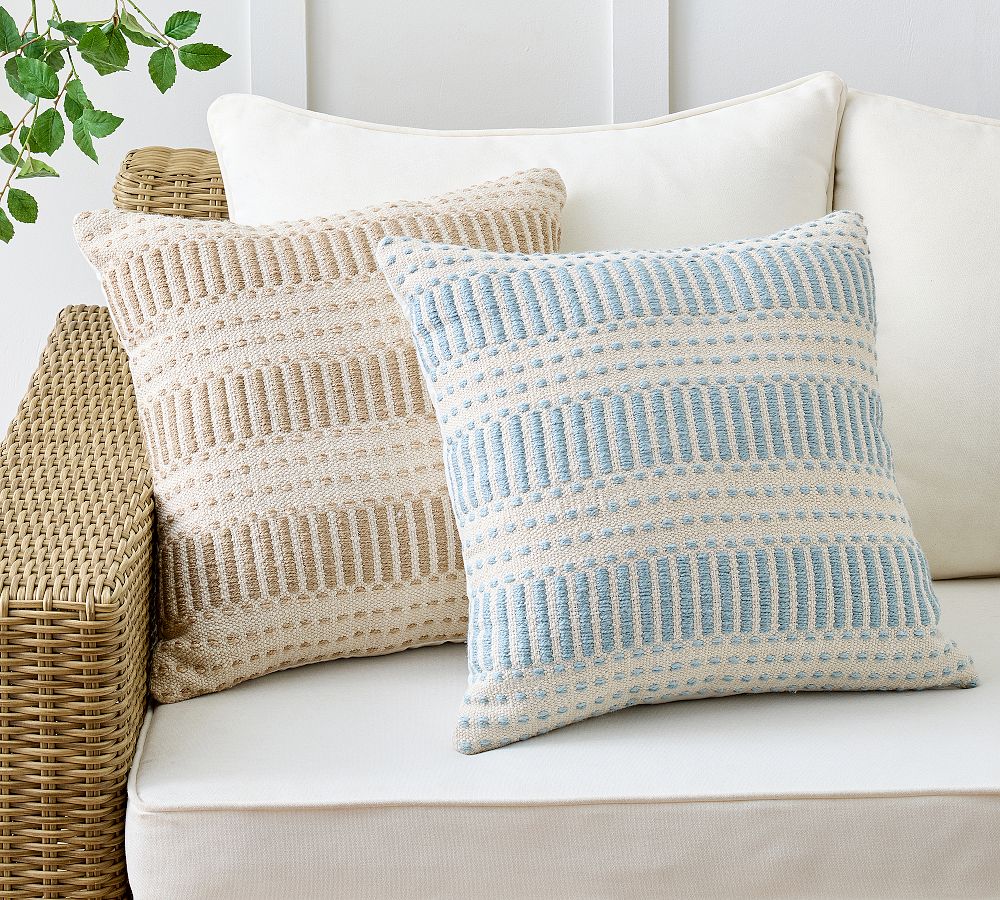 Harbor Textured Striped Outdoor Pillow