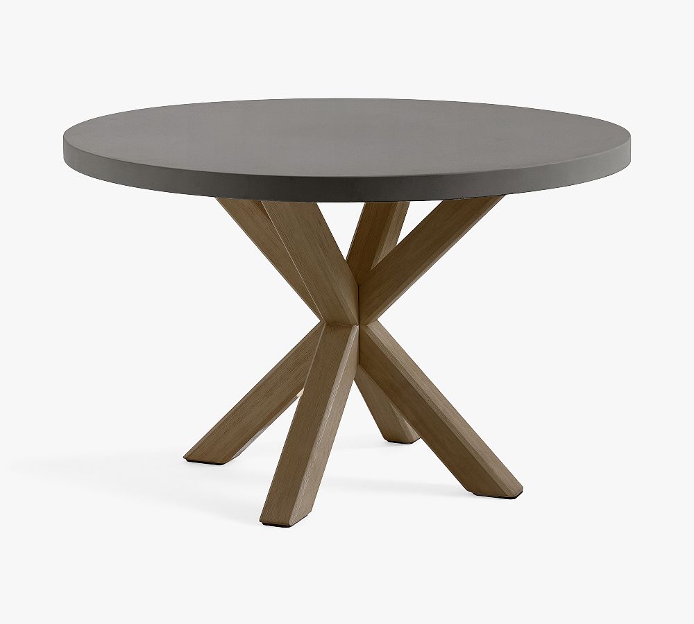 Abbott 48" Concrete & Acacia Round Outdoor Dining Table