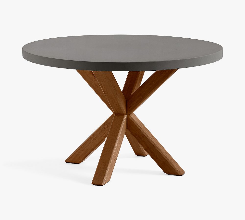 Abbott 48" Concrete & Acacia Round Outdoor Dining Table